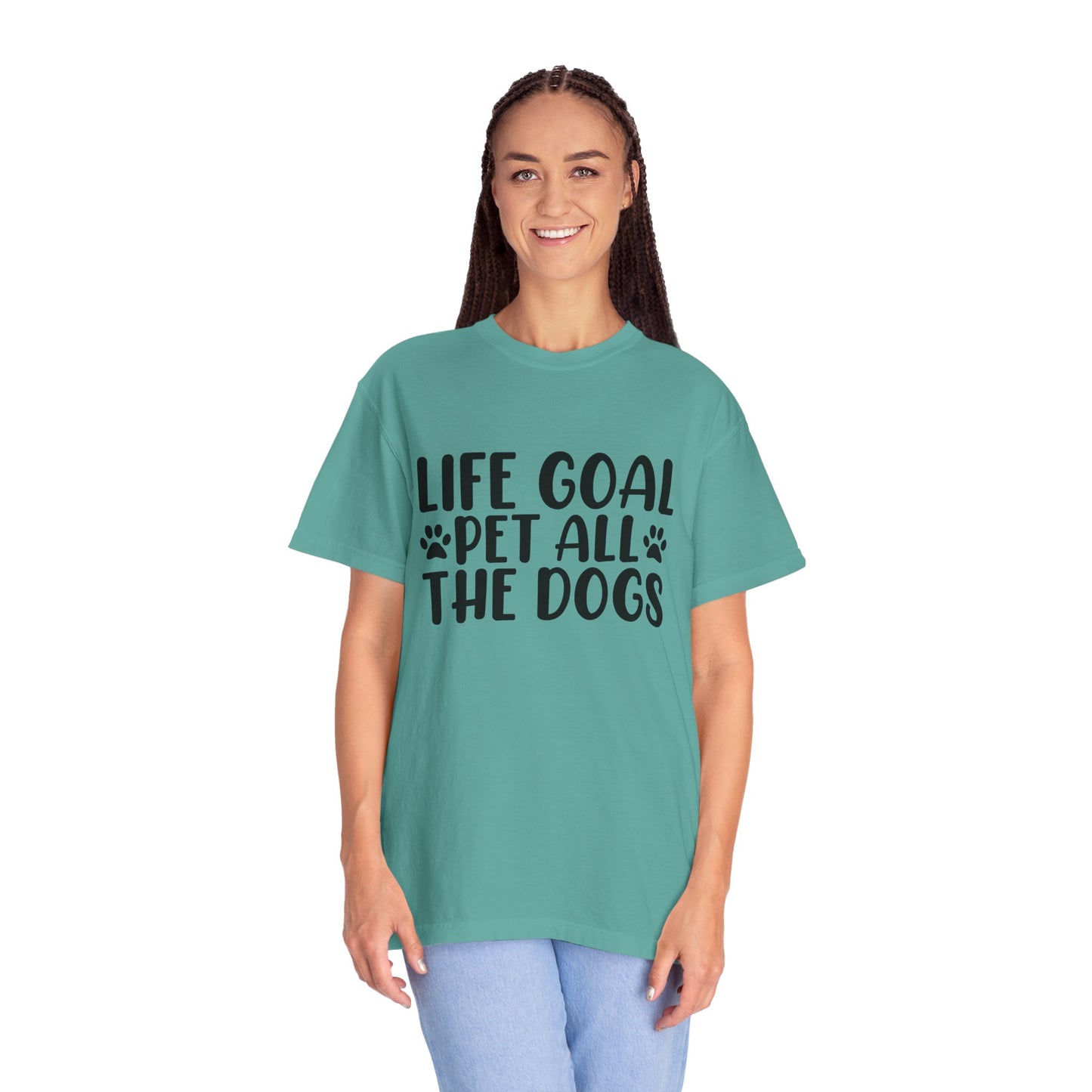 Dog Lover T-Shirt – “Life Goal: Pet All the Dogs” Graphic Tee