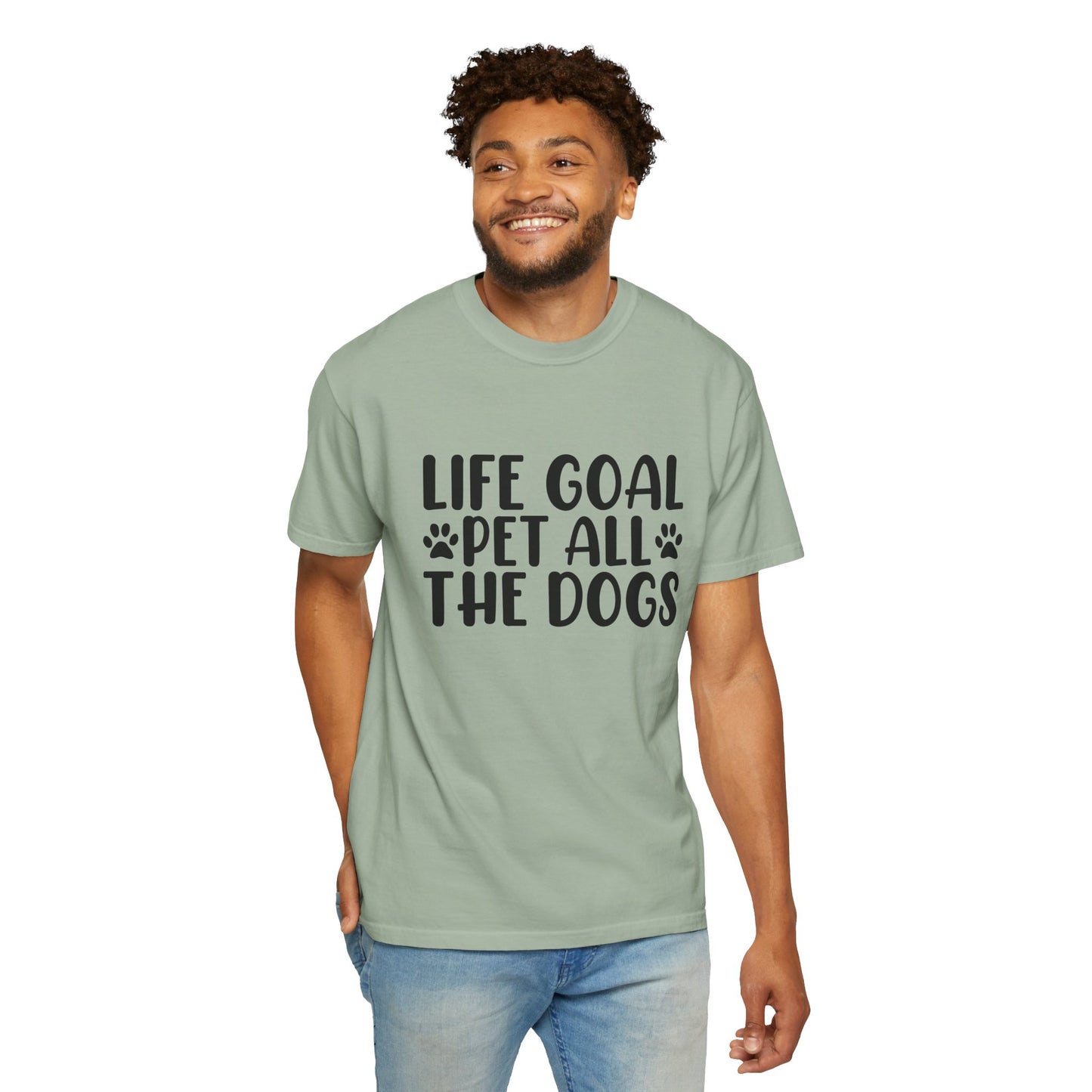 Dog Lover T-Shirt – “Life Goal: Pet All the Dogs” Graphic Tee