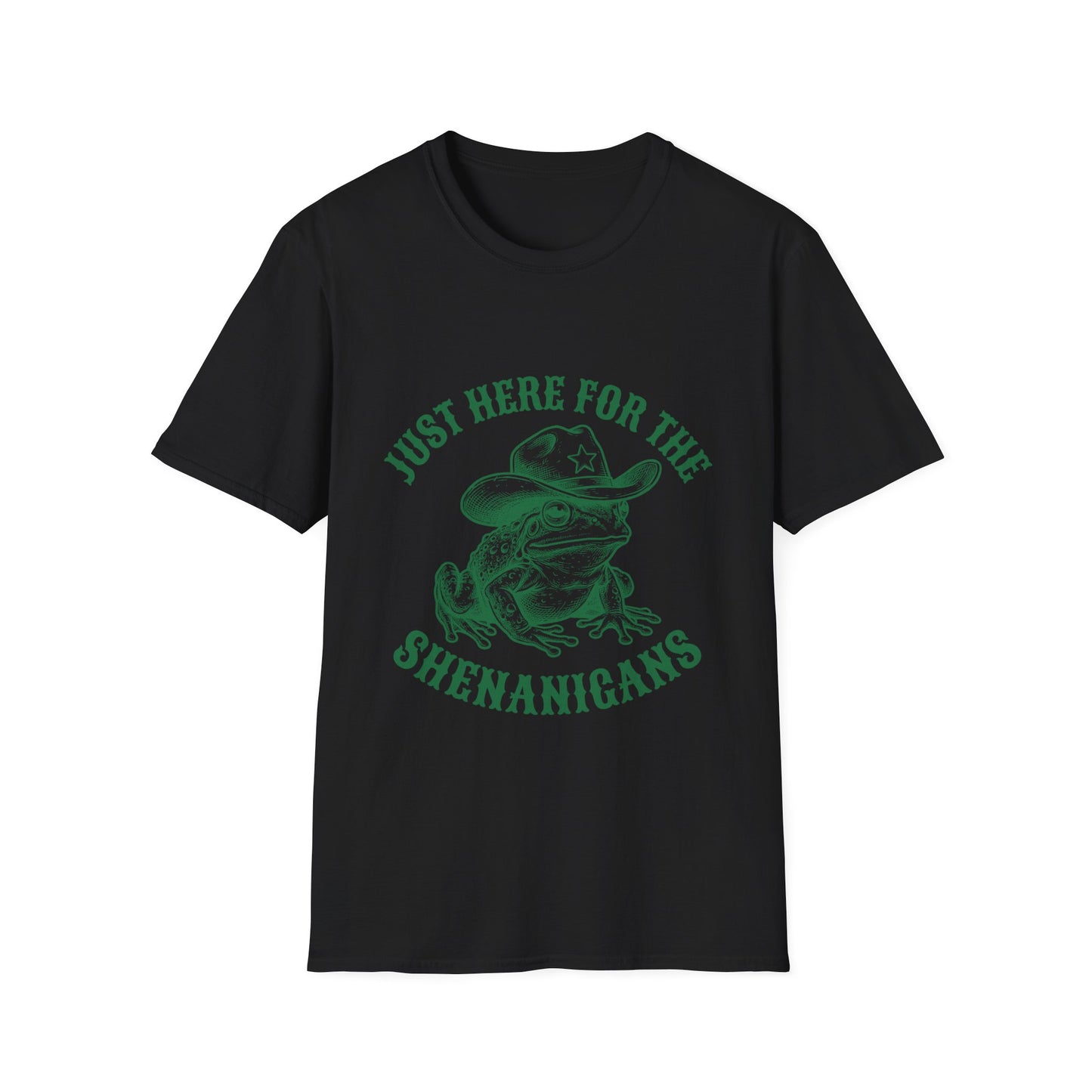 T‑Shirt — "Just Here for the Shenanigans" Frog Cowboy Graphic Tee