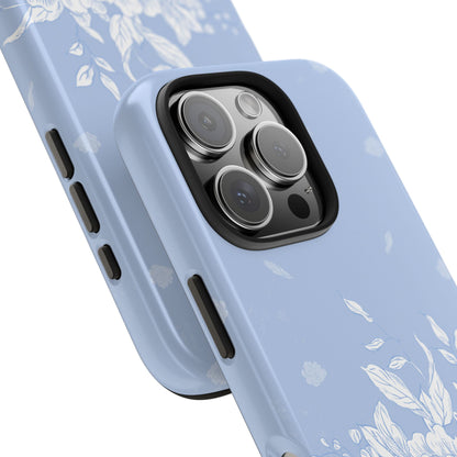 iPhone 16 Pro blue romantic elegant peony floral phone case 