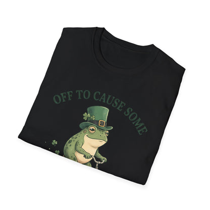 Shenanigans Frog Bike T-Shirt — "Off to Cause Some Shenanigans" St. Patrick’s Day Tee