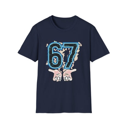 Blue Neon 6 7 Meme T-Shirt – Streetwear Graphic Tee