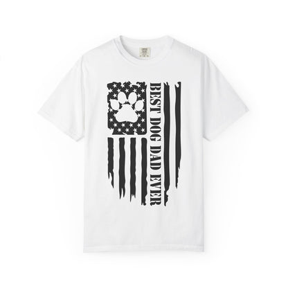Dog Dad T-Shirt — "Best Dog Dad Ever" American Flag Paw Tee