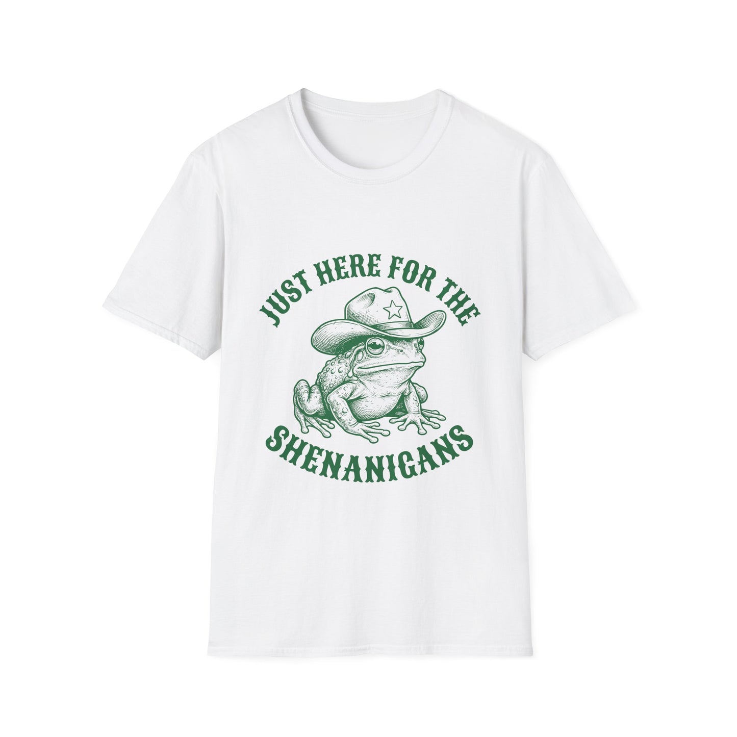 T‑Shirt — "Just Here for the Shenanigans" Frog Cowboy Graphic Tee