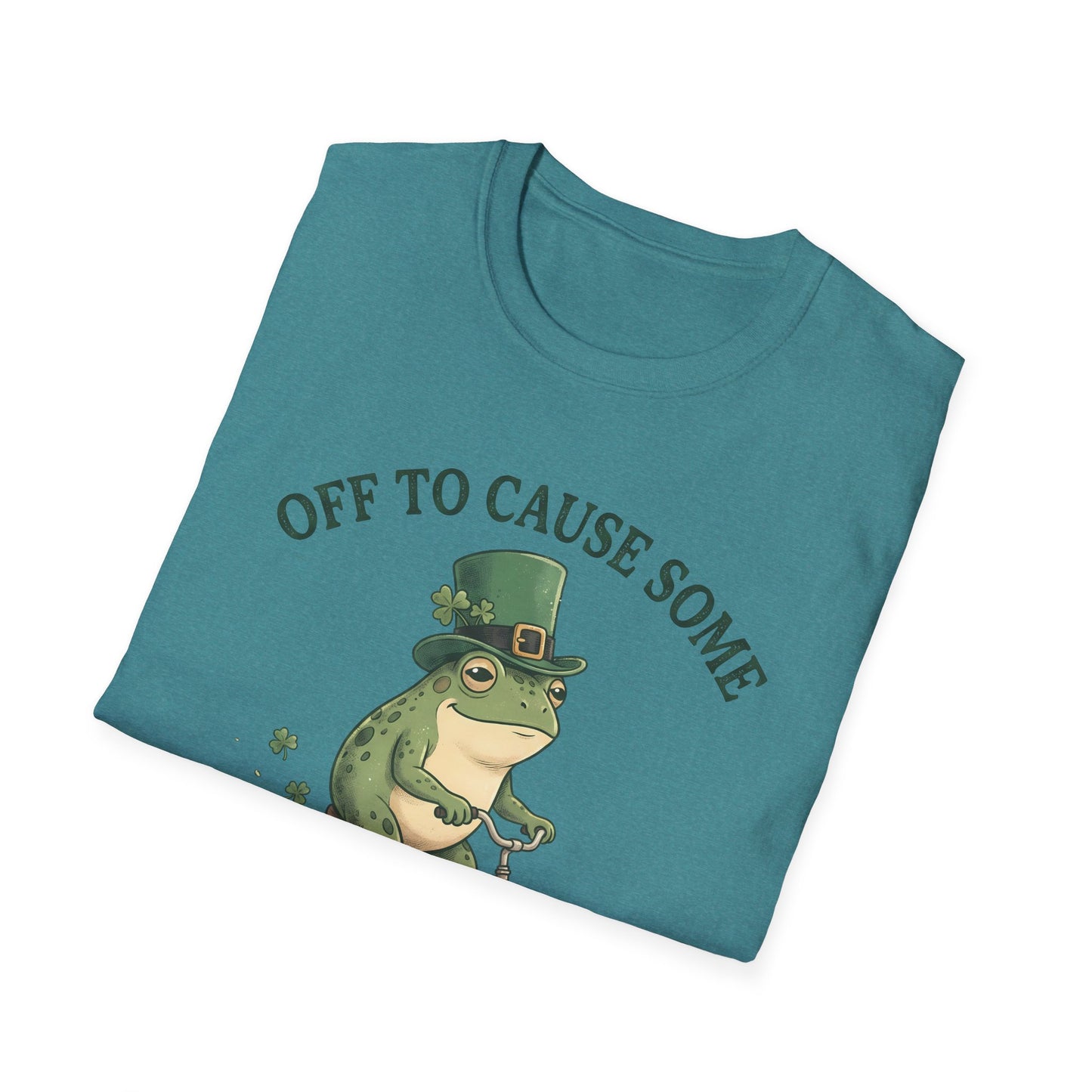 Shenanigans Frog Bike T-Shirt — "Off to Cause Some Shenanigans" St. Patrick’s Day Tee
