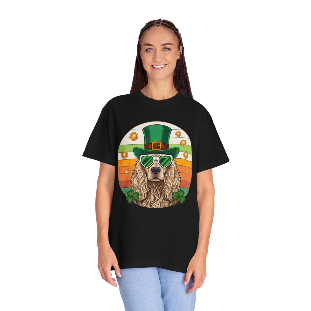 St. Patrick's Golden Retriever T-Shirt — Lucky Dog Shamrock Tee