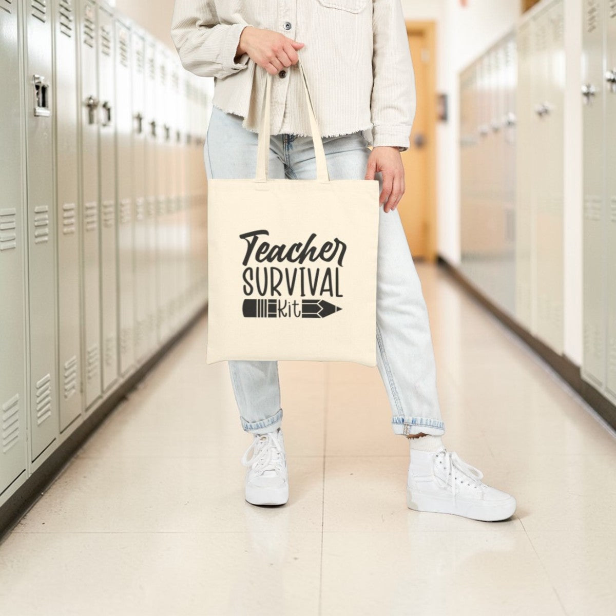 Teacher Survival Kit Tote Bag – Canvas Teacher Gift Classroom Bag
