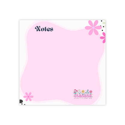 Pink Floral Sticky Notes Pad – Cute Teacher Desk Notes, 3M Adhesive Post-it Style Memo Pad