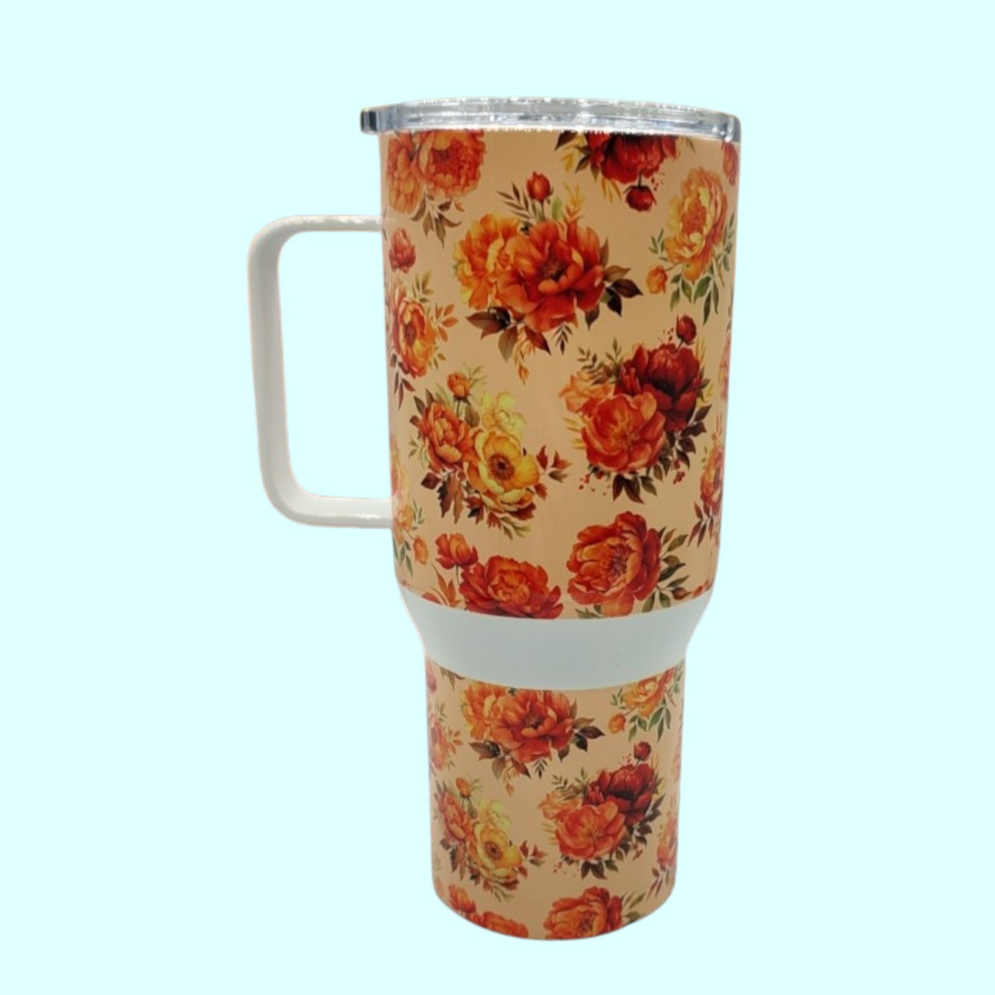 Fall Peony Stainless Steel Tumbler – 750ml / 25oz | Autumn Floral Drinkware with Lid