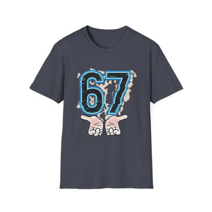 Blue Neon 6 7 Meme T-Shirt – Streetwear Graphic Tee