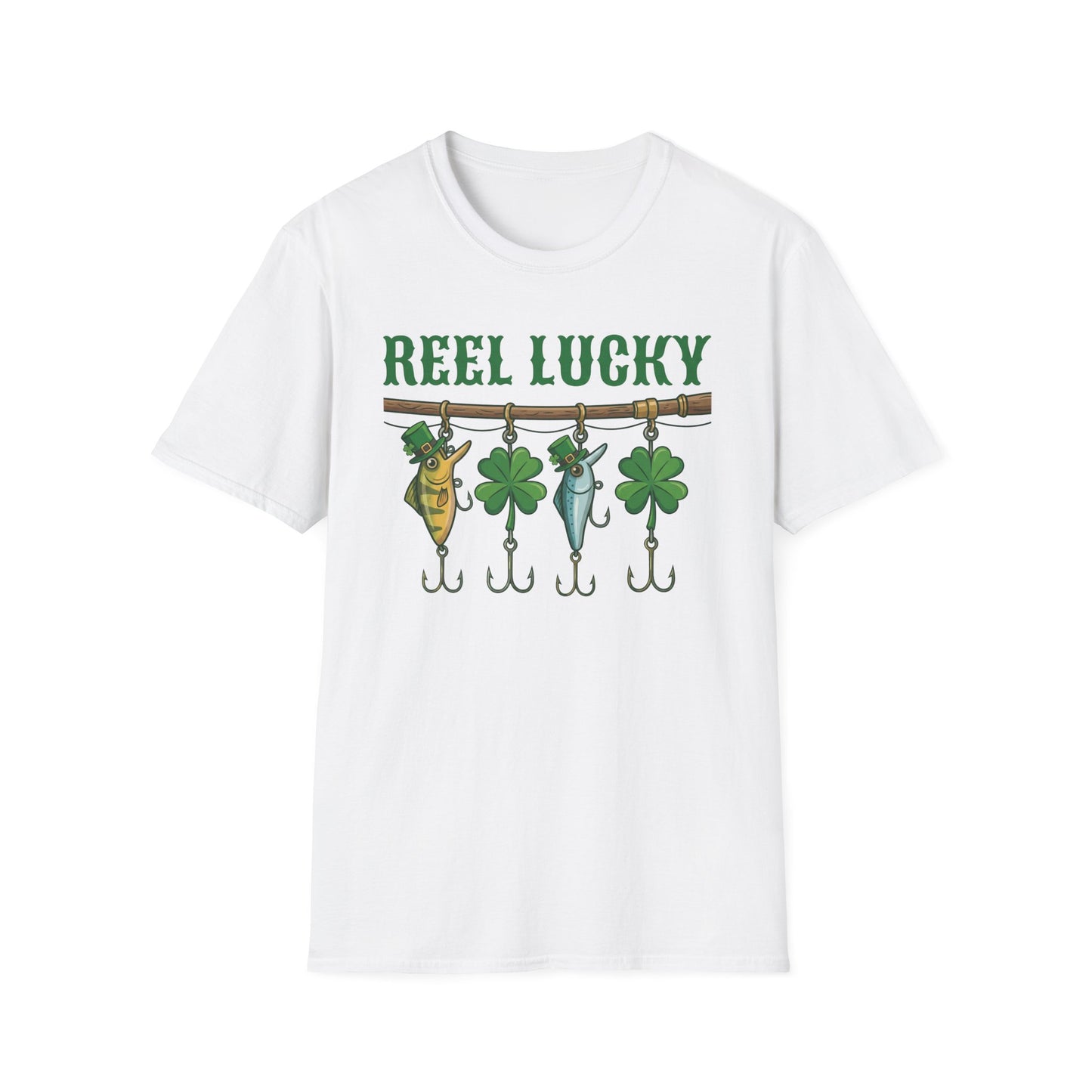 Reel Lucky Fishing Unisex T-Shirt — St. Patrick’s Day Shamrock Angler Tee