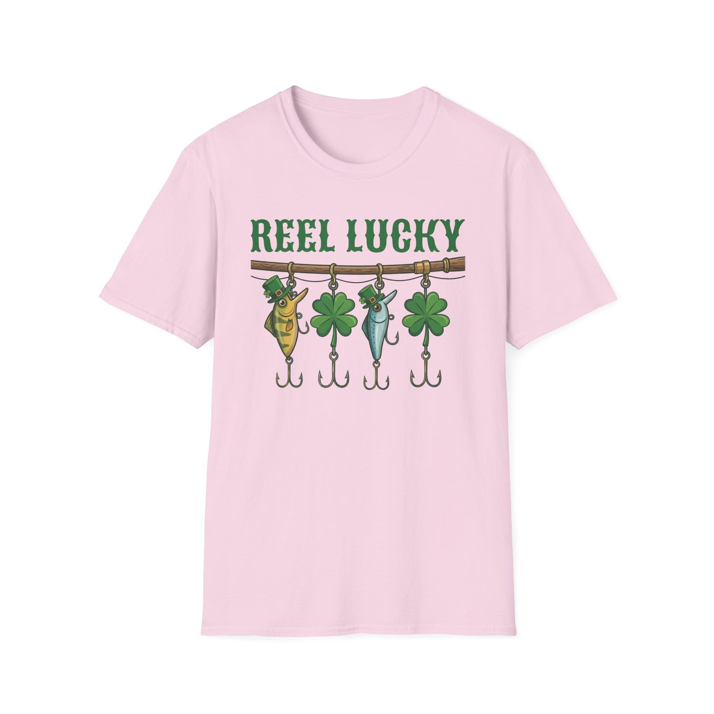 Reel Lucky Fishing Unisex T-Shirt — St. Patrick’s Day Shamrock Angler Tee