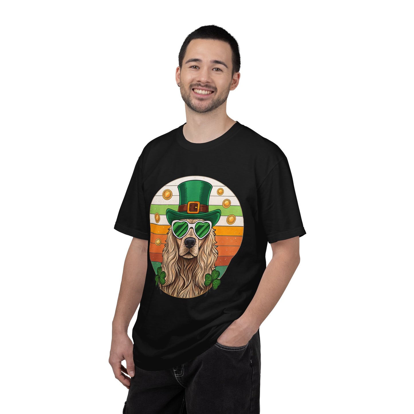 St. Patrick's Golden Retriever T-Shirt — Lucky Dog Shamrock Tee