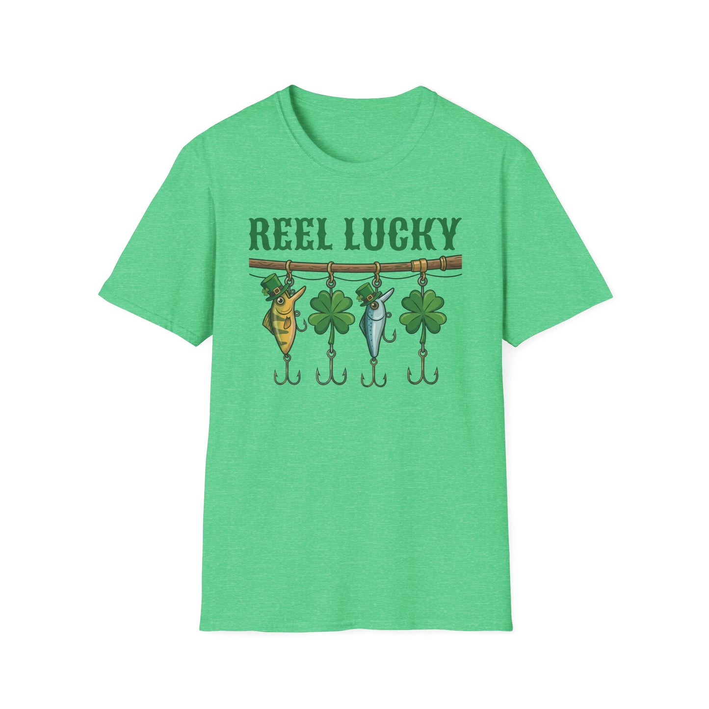 Reel Lucky Fishing Unisex T-Shirt — St. Patrick’s Day Shamrock Angler Tee