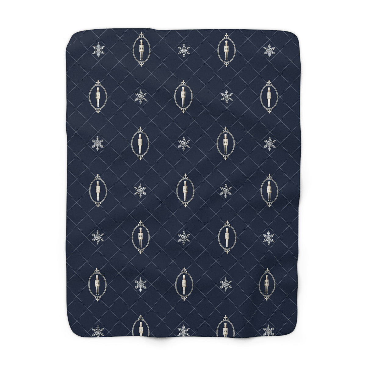 Christmas Fleece Blanket | Navy Nutcracker Sherpa Throw Blanket