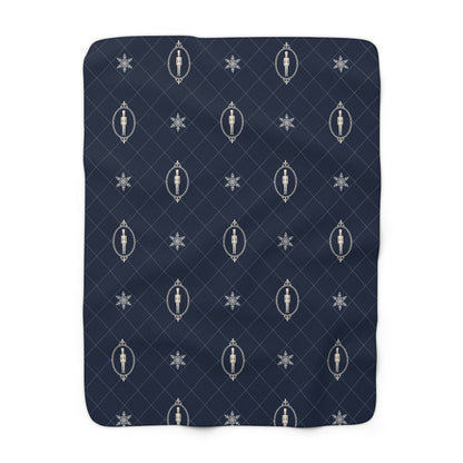 Christmas Fleece Blanket | Navy Nutcracker Sherpa Throw Blanket