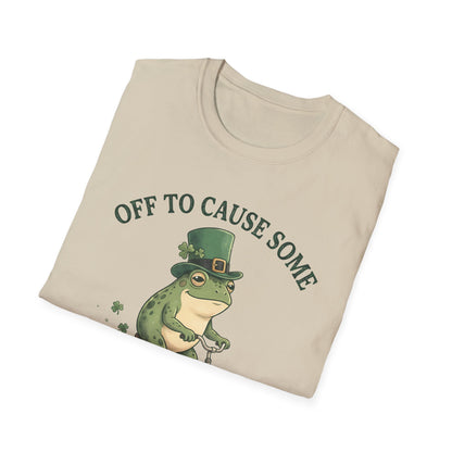 Shenanigans Frog Bike T-Shirt — "Off to Cause Some Shenanigans" St. Patrick’s Day Tee