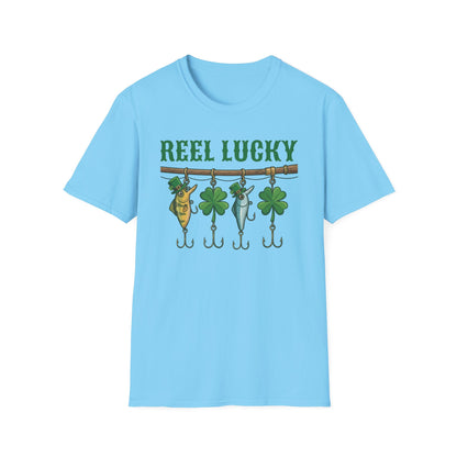 Reel Lucky Fishing Unisex T-Shirt — St. Patrick’s Day Shamrock Angler Tee