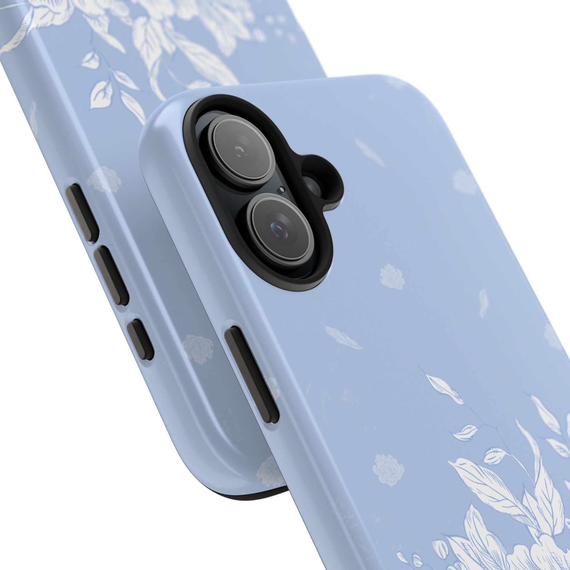 iPhone 16 Plus blue romantic elegant peony floral phone case 