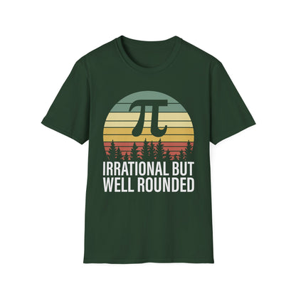 Irrational But Well Rounded Pi Graphic T-Shirt | Retro Sunset Math Tee