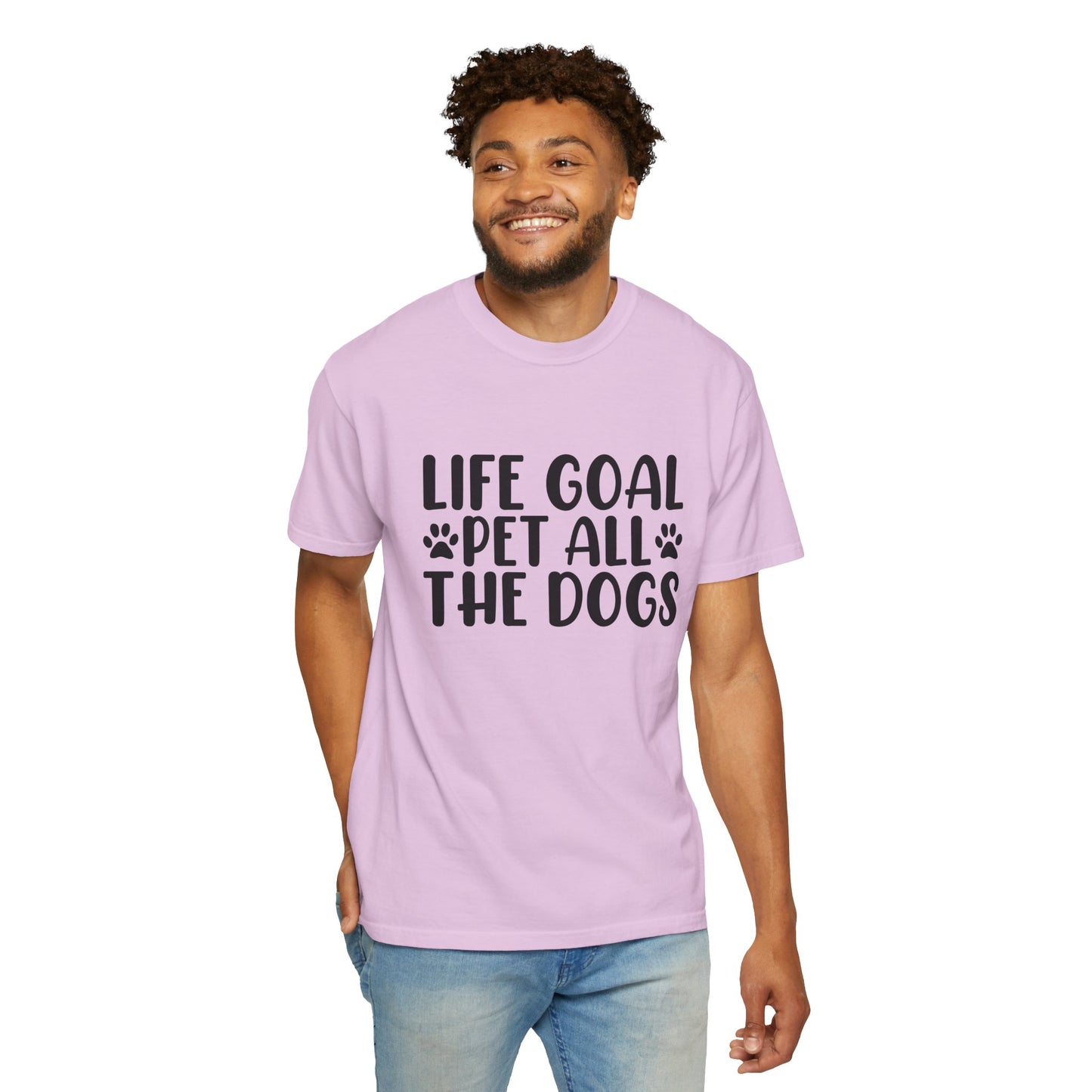 Dog Lover T-Shirt – “Life Goal: Pet All the Dogs” Graphic Tee