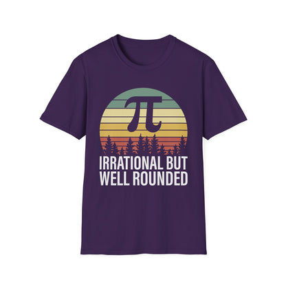 Irrational But Well Rounded Pi Graphic T-Shirt | Retro Sunset Math Tee