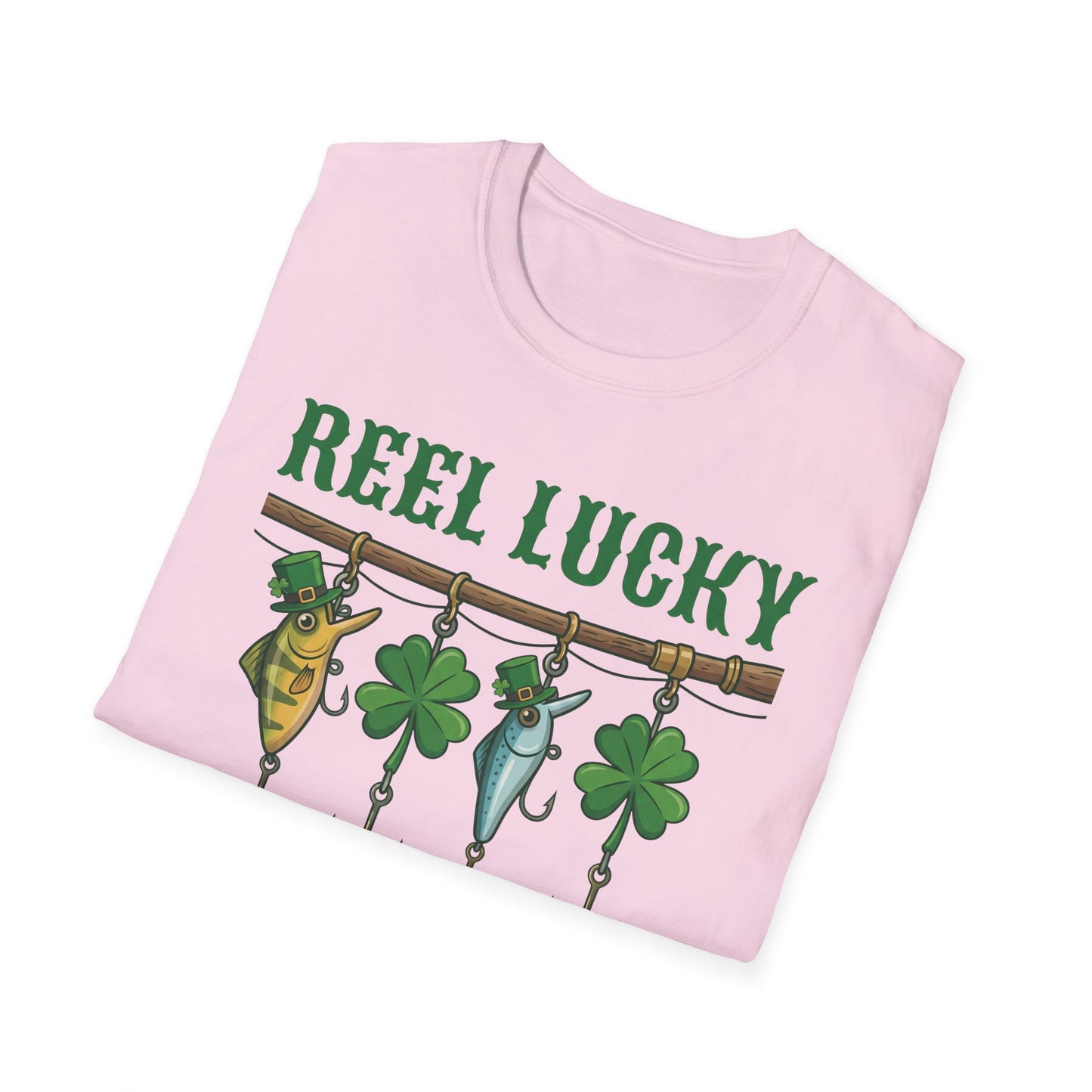 Reel Lucky Fishing Unisex T-Shirt — St. Patrick’s Day Shamrock Angler Tee