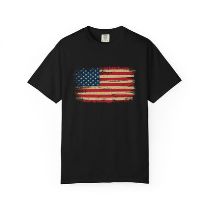 Distressed American Flag T‑Shirt — Vintage USA Patriotic Tee