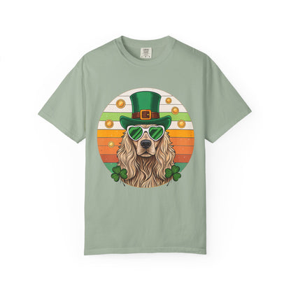 St. Patrick's Golden Retriever T-Shirt — Lucky Dog Shamrock Tee
