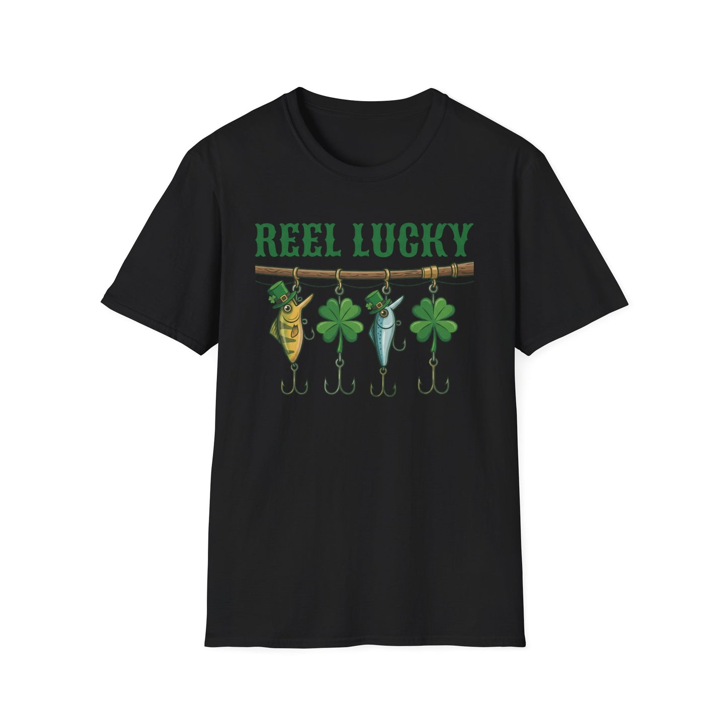 Reel Lucky Fishing Unisex T-Shirt — St. Patrick’s Day Shamrock Angler Tee