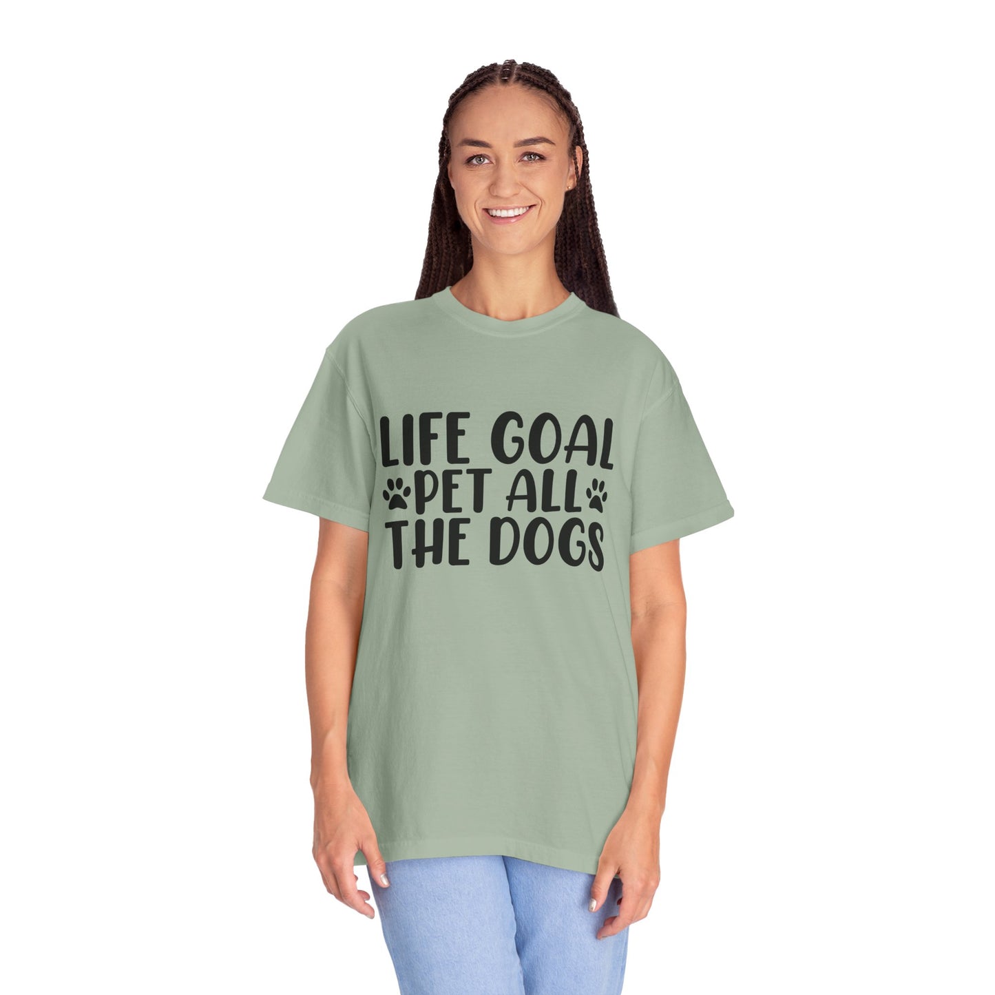 Dog Lover T-Shirt – “Life Goal: Pet All the Dogs” Graphic Tee
