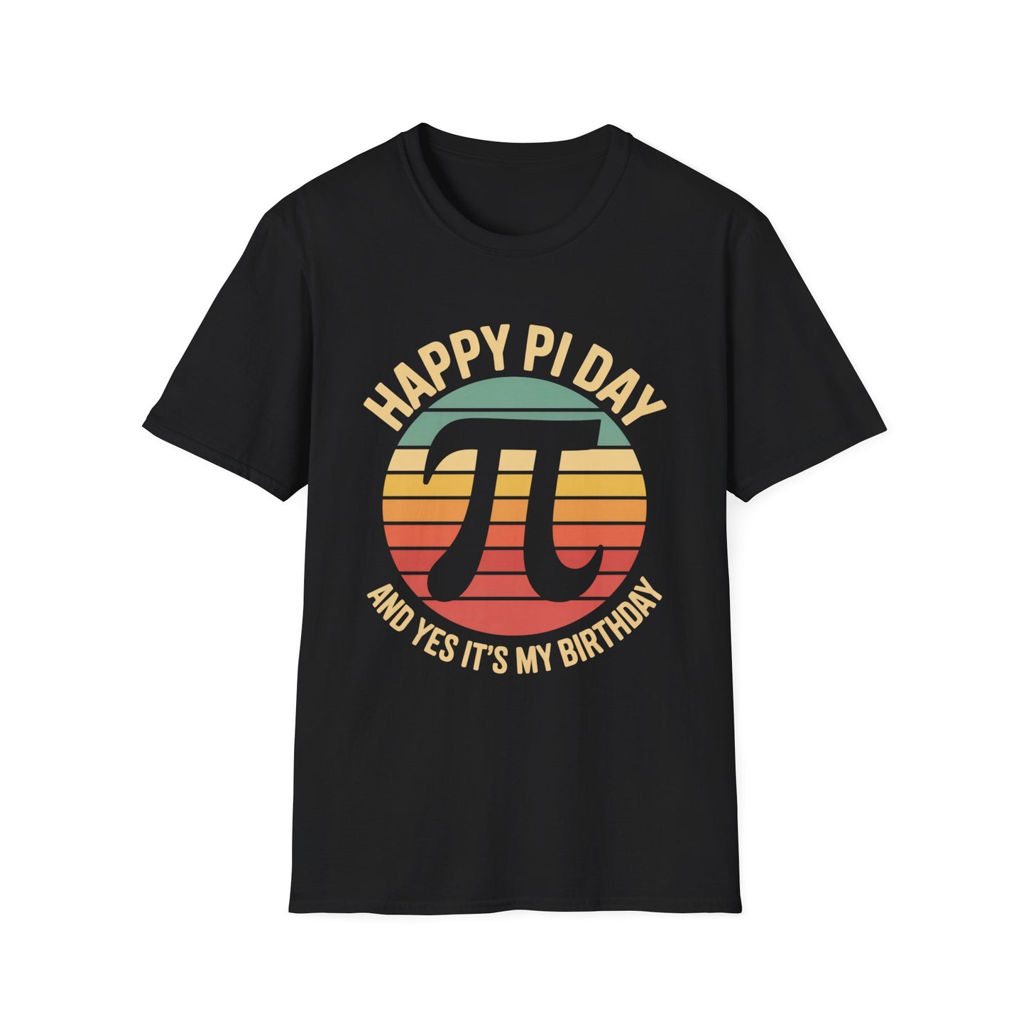 Happy Pi Day pi symbol birthday T-Shirt | Retro sunset math tee