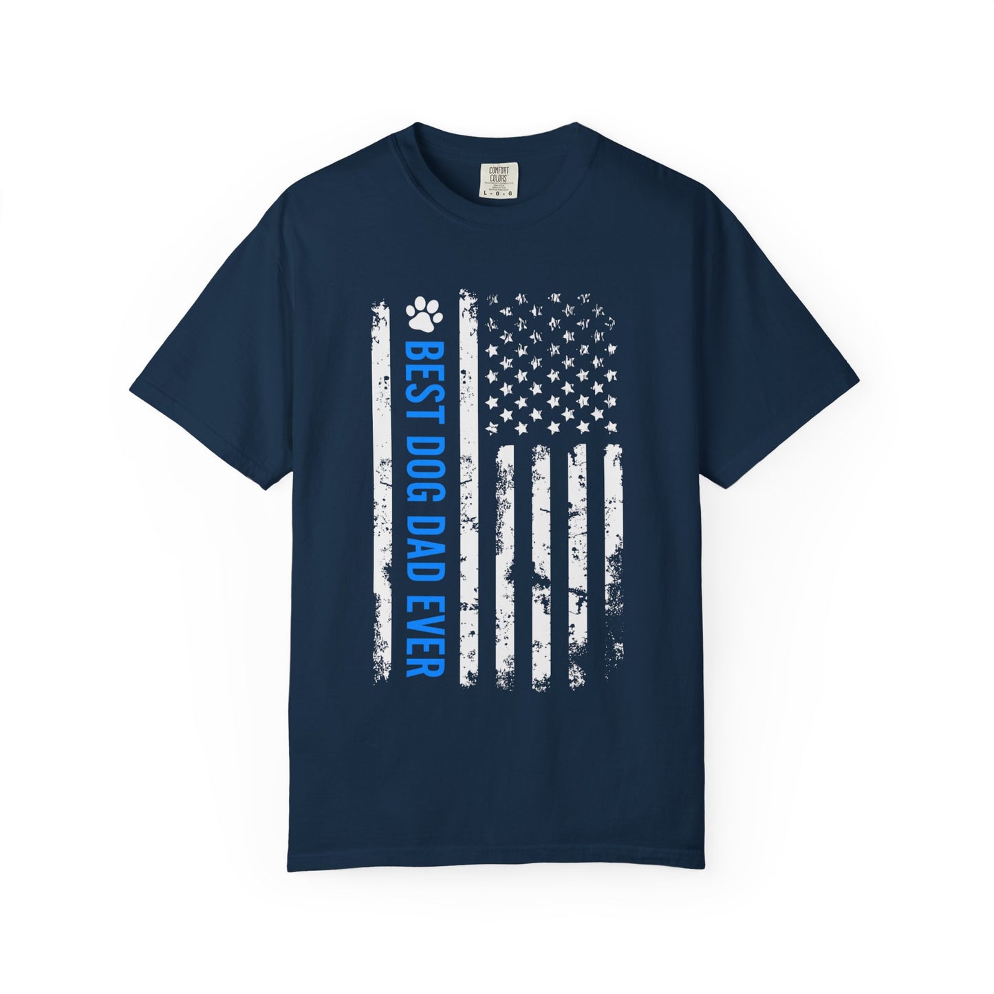 Best Dog Dad Ever T-Shirt — American Flag Paw Graphic