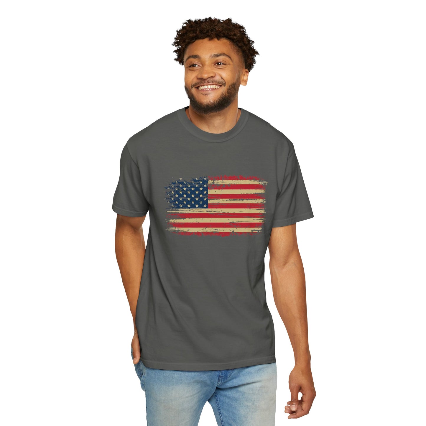 Distressed American Flag T‑Shirt — Vintage USA Patriotic Tee