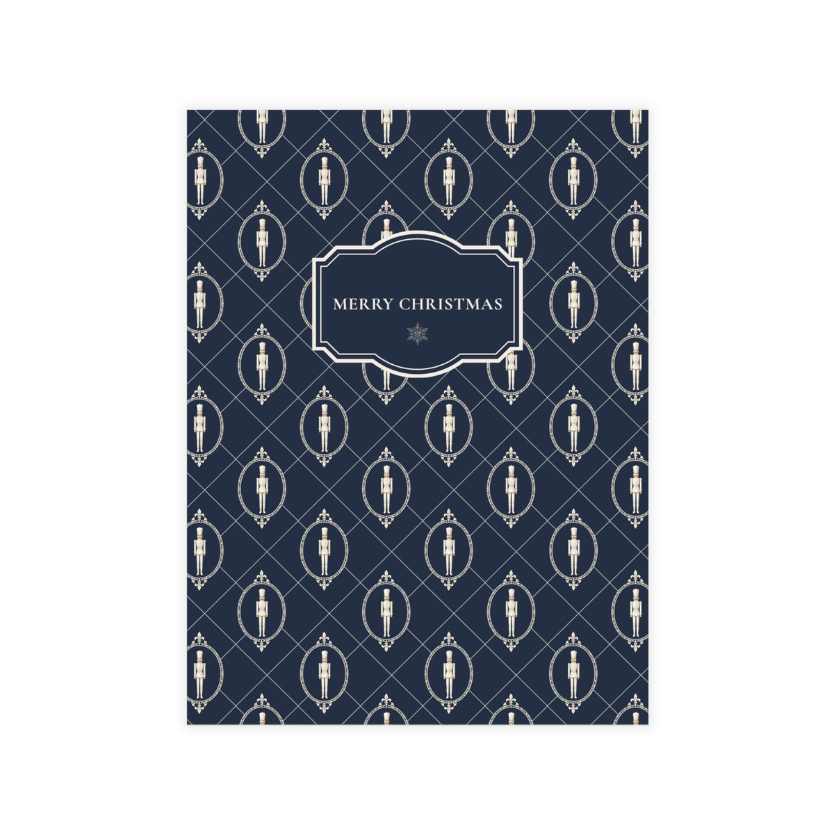 Blue and Ivory Christmas Postcards | Navy Nutcracker Holiday Card Set