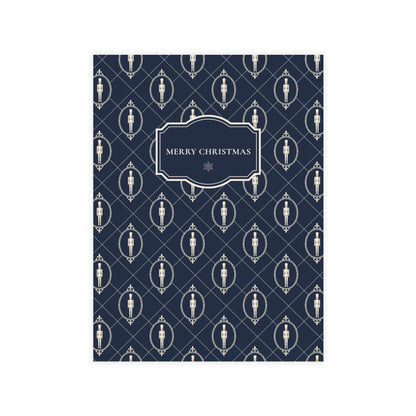 Blue and Ivory Christmas Postcards | Navy Nutcracker Holiday Card Set