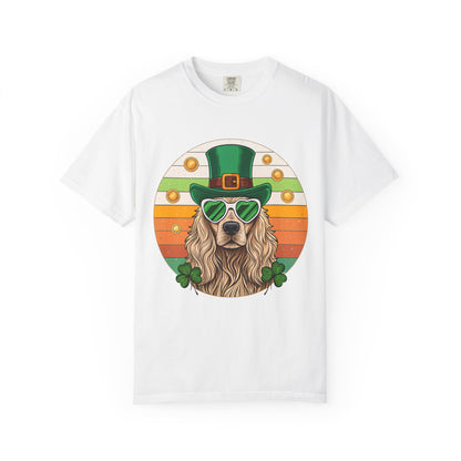 St. Patrick's Golden Retriever T-Shirt — Lucky Dog Shamrock Tee