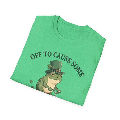 Shenanigans Frog Bike T-Shirt — "Off to Cause Some Shenanigans" St. Patrick’s Day Tee