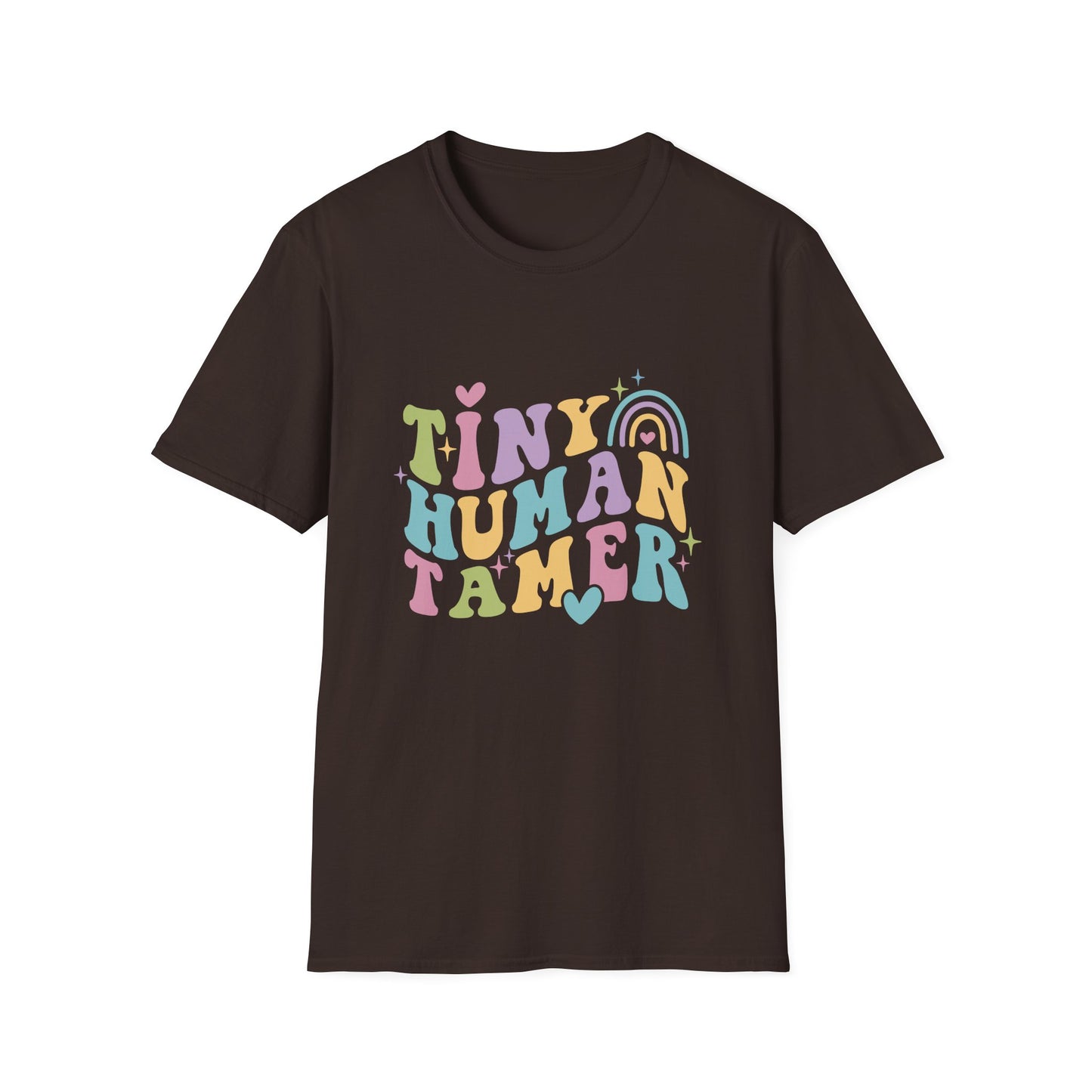Dark Chocolate t-shirt with text Tiny Human Tamer gift for Kindergarten teacher