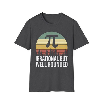 Irrational But Well Rounded Pi Graphic T-Shirt | Retro Sunset Math Tee