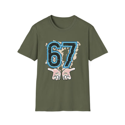 Blue Neon 6 7 Meme T-Shirt – Streetwear Graphic Tee