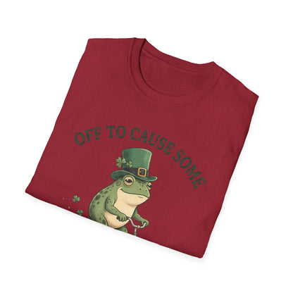 Shenanigans Frog Bike T-Shirt — "Off to Cause Some Shenanigans" St. Patrick’s Day Tee