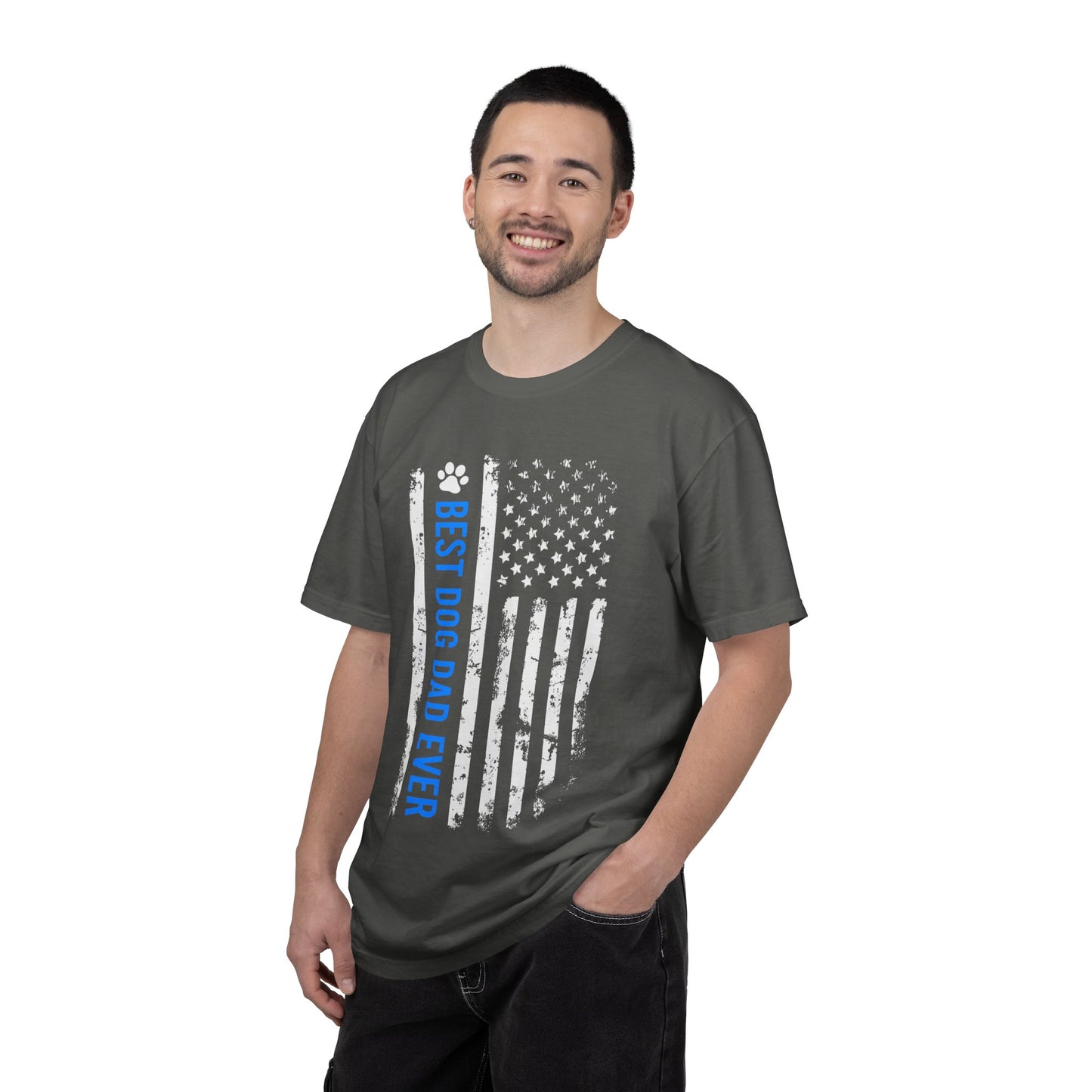 Best Dog Dad Ever T-Shirt — American Flag Paw Graphic