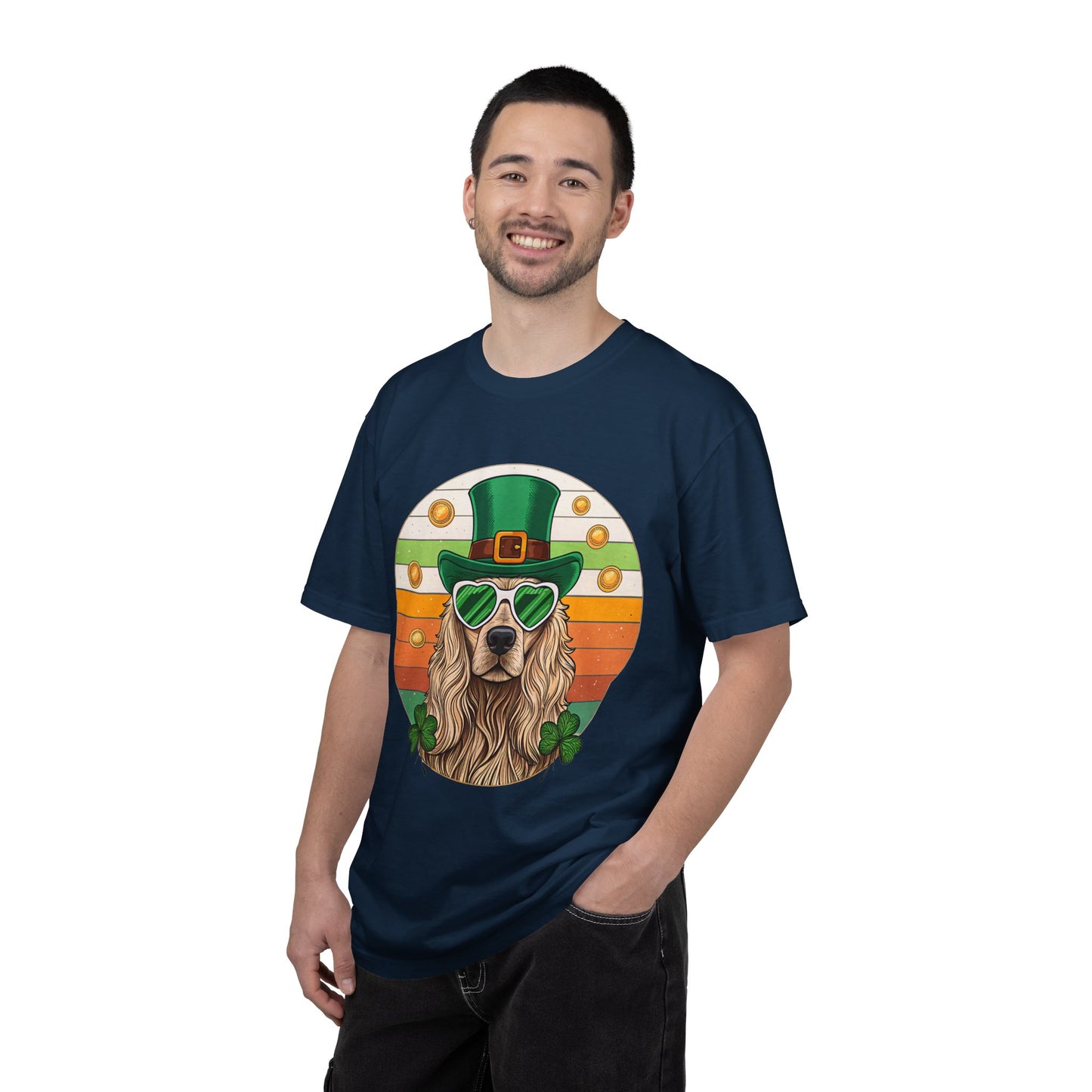 St. Patrick's Golden Retriever T-Shirt — Lucky Dog Shamrock Tee