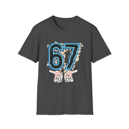 Blue Neon 6 7 Meme T-Shirt – Streetwear Graphic Tee