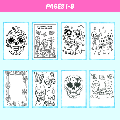 Día de los Muertos Coloring Book for Kids: Sugar Skulls & Marigolds (Digital Download)