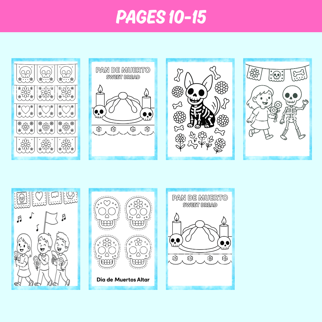Día de los Muertos Coloring Book for Kids: Sugar Skulls & Marigolds (Digital Download)
