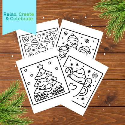 Happy Holidays Printable Coloring Pages – Bold & Soft Ink Editions | Christmas Coloring Book for Kids and Adults | Perfect for Family Coloring Time