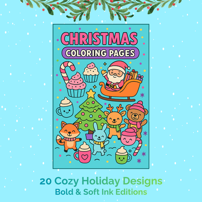 Happy Holidays Printable Coloring Pages – Bold & Soft Ink Editions | Christmas Coloring Book for Kids and Adults | Perfect for Family Coloring Time
