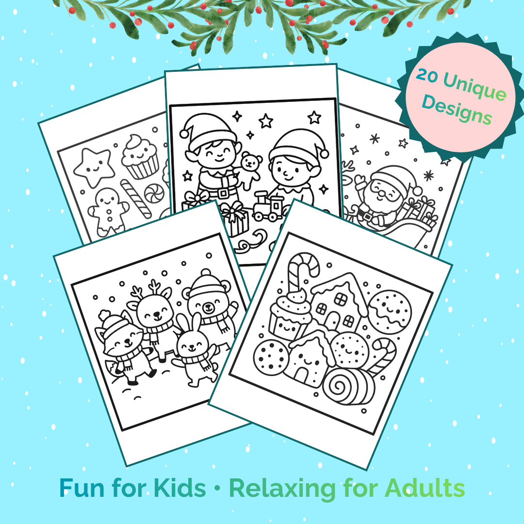 Happy Holidays Printable Coloring Pages – Bold & Soft Ink Editions | Christmas Coloring Book for Kids and Adults | Perfect for Family Coloring Time